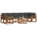 Outdoor Sofa Set with Cushion 8 pcs Natural and Anthracite