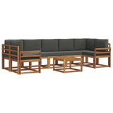 Outdoor Sofa Set with Cushion 8 pcs Natural and Anthracite - Front View