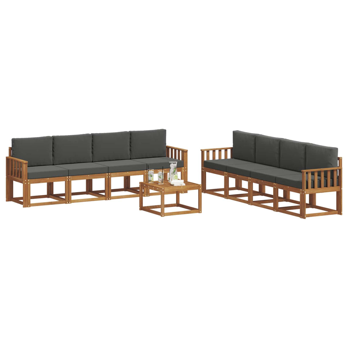 Outdoor Sofa Set with Cushion 9 pcs Natural and Anthracite