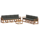 Outdoor Sofa Set with Cushion 9 pcs Natural and Anthracite - Front View