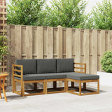 Outdoor Sofa Set with Cushion 4 pcs Natural and Anthracite