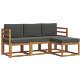 Outdoor Sofa Set with Cushion 4 pcs Natural and Anthracite - Front View