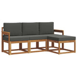 Outdoor Sofa Set with Cushion 4 pcs Natural and Anthracite - Front View