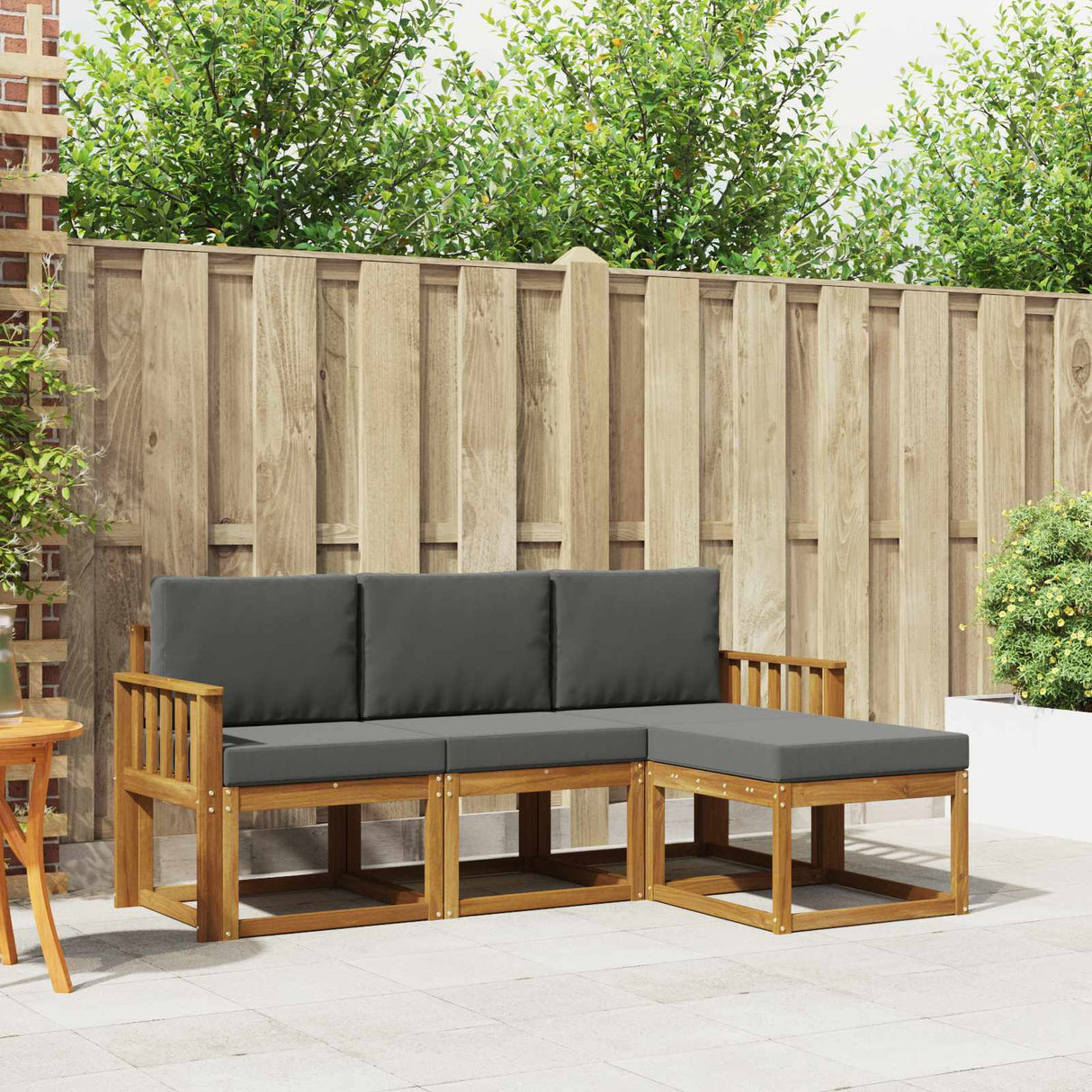 Outdoor Sofa Set with Cushion 4 pcs Natural and Anthracite