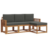 Outdoor Sofa Set with Cushion 4 pcs Natural and Anthracite - Front View