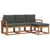 Outdoor Sofa Set with Cushion 4 pcs Natural and Anthracite - Front View