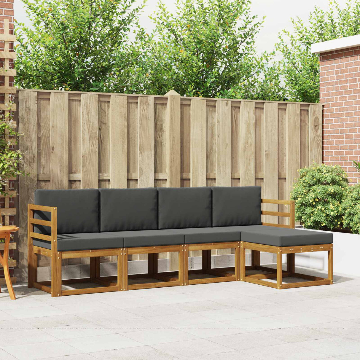 Outdoor Sofa Set 5 pcs Natural and Anthracite Solid Acacia Wood