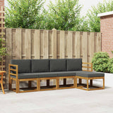 Outdoor Sofa Set 5 pcs Natural and Anthracite Solid Acacia Wood