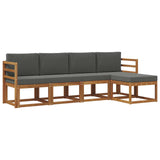 Outdoor Sofa Set 5 pcs Natural and Anthracite Solid Acacia Wood