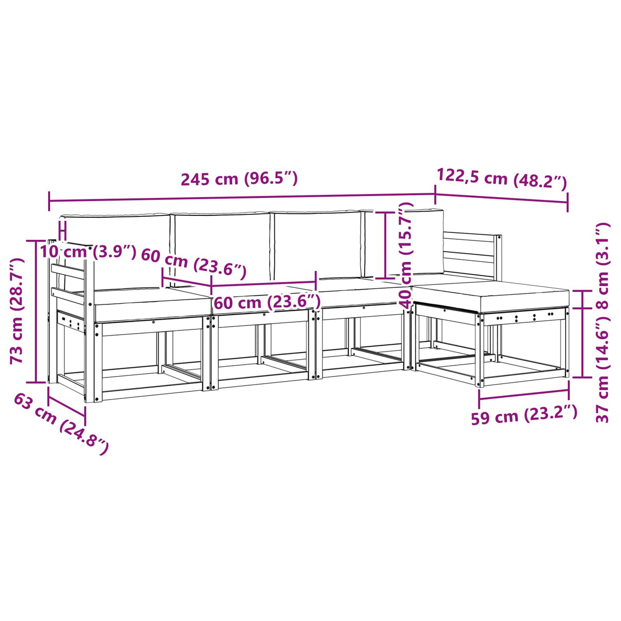 Outdoor Sofa Set 5 pcs Natural and Anthracite Solid Acacia Wood