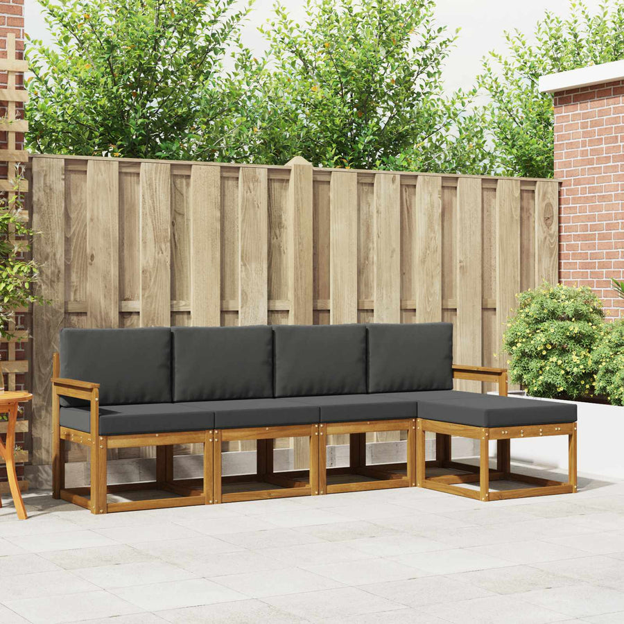 Outdoor Sofa Set 5 pcs 5-Seaters Natural and Anthracite