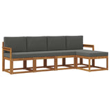 Outdoor Sofa Set 5 pcs Natural and Anthracite Solid Acacia Wood