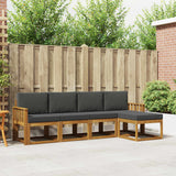 Outdoor Sofa Set 5 pcs Natural and Anthracite Solid Acacia Wood