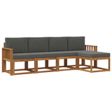 Outdoor Sofa Set 5 pcs Natural and Anthracite Solid Acacia Wood - Front View