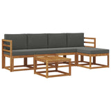 Outdoor Sofa Set with Cushion 6 pcs Natural and Anthracite - Front View