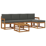 Outdoor Sofa Set with Cushion 6 pcs Natural and Anthracite - Front View