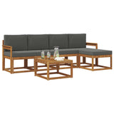 Outdoor Sofa Set with Cushion 6 pcs Natural and Anthracite - Side View