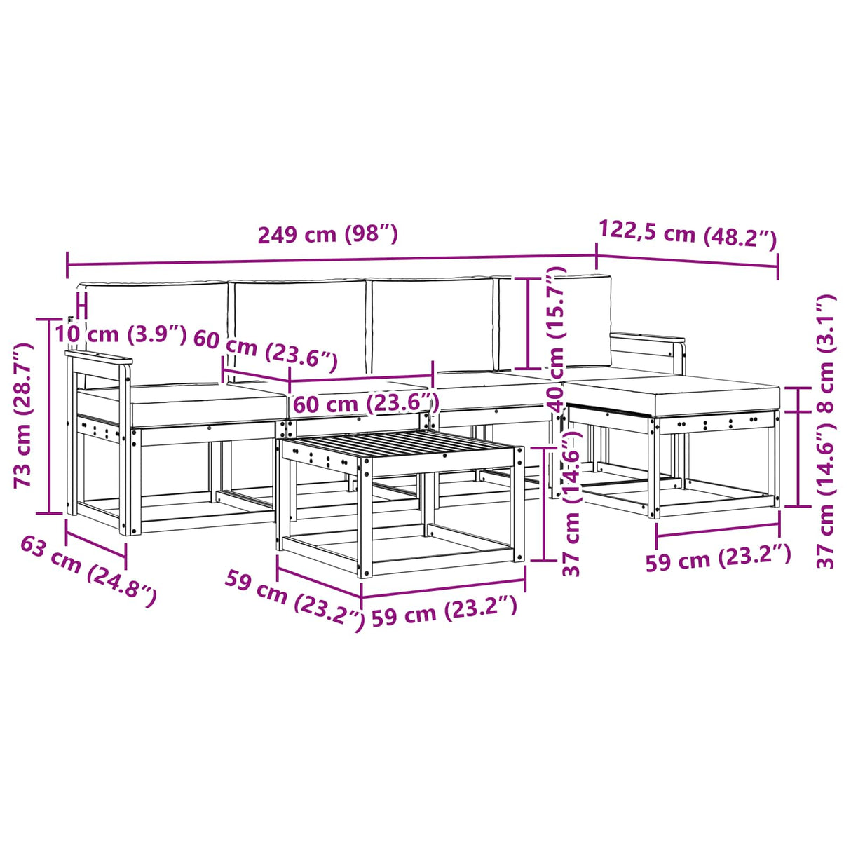 Outdoor Sofa Set with Cushion 6 pcs Natural and Anthracite