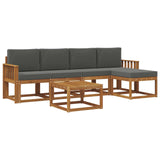 Outdoor Sofa Set with Cushion 6 pcs Natural and Anthracite - Front View