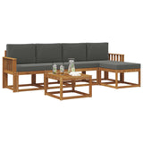 Outdoor Sofa Set with Cushion 6 pcs Natural and Anthracite - Side View