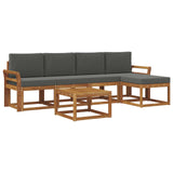 Outdoor Sofa Set with Cushion 6 pcs Natural and Anthracite - Front View