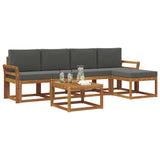 Outdoor Sofa Set with Cushion 6 pcs Natural and Anthracite