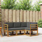 Outdoor Sofa Set 4 pcs Natural and Anthracite