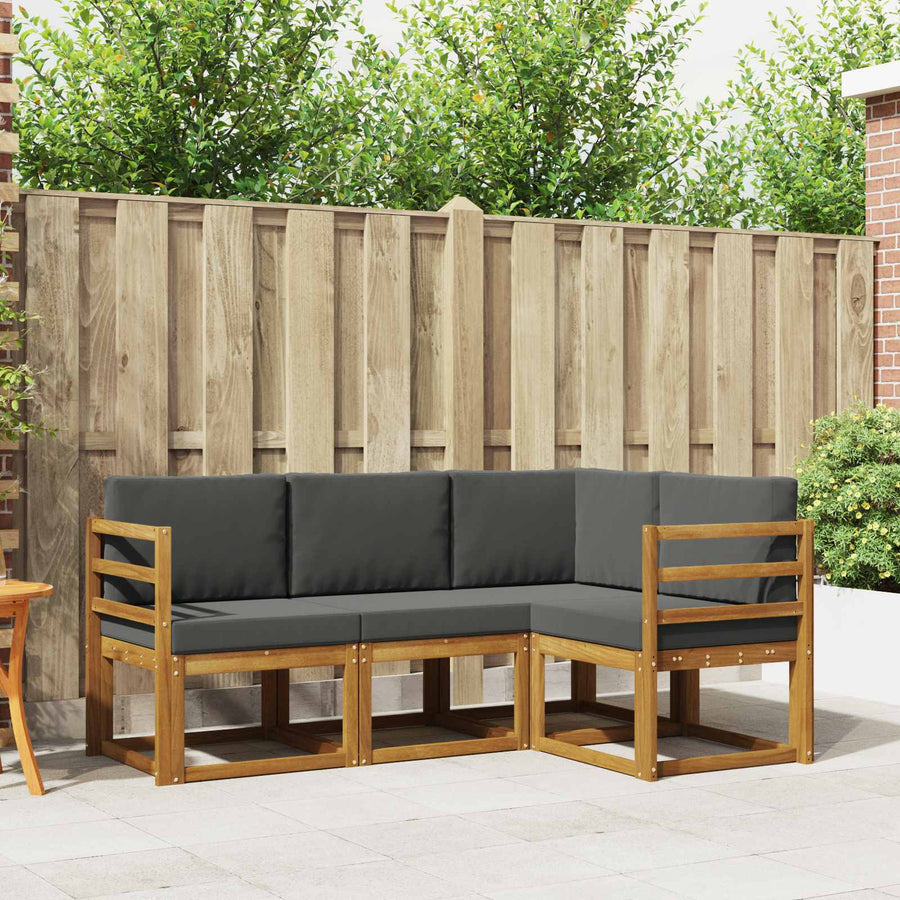 Outdoor Sofa Set 4 pcs Natural and Anthracite