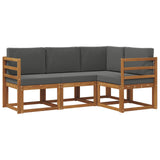 Outdoor Sofa Set with Cushion 4 pcs Natural and Anthracite - Front View