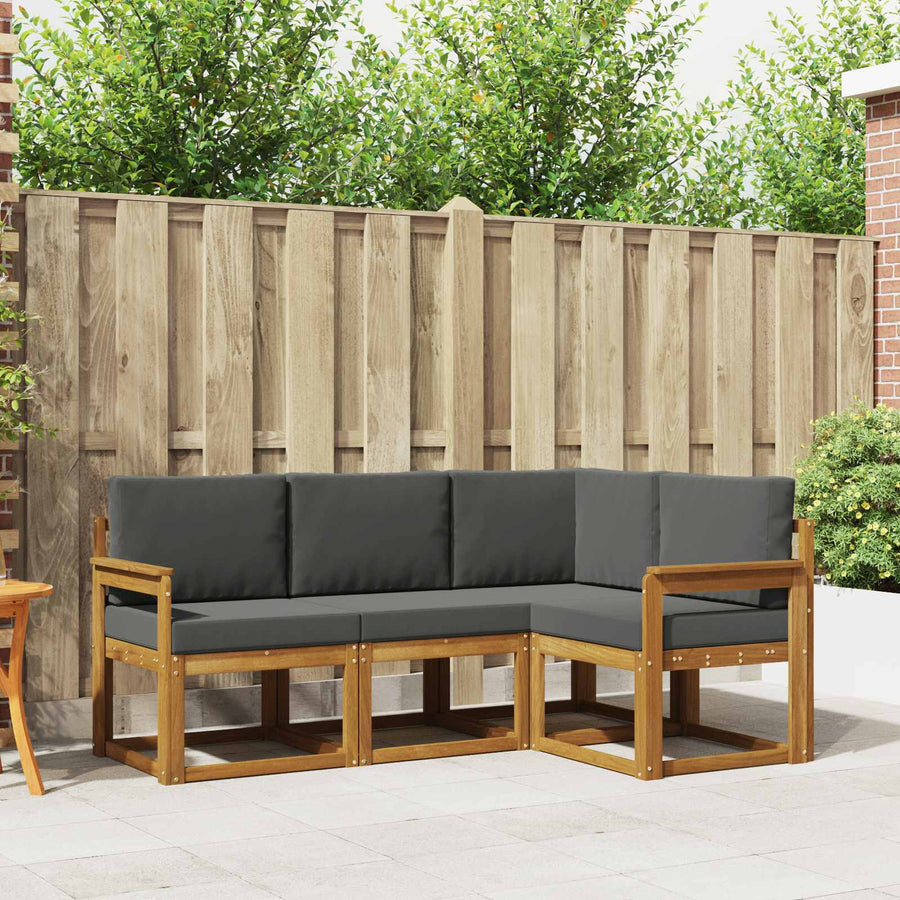 Outdoor Sofa Set 4 pcs Natural and Anthracite