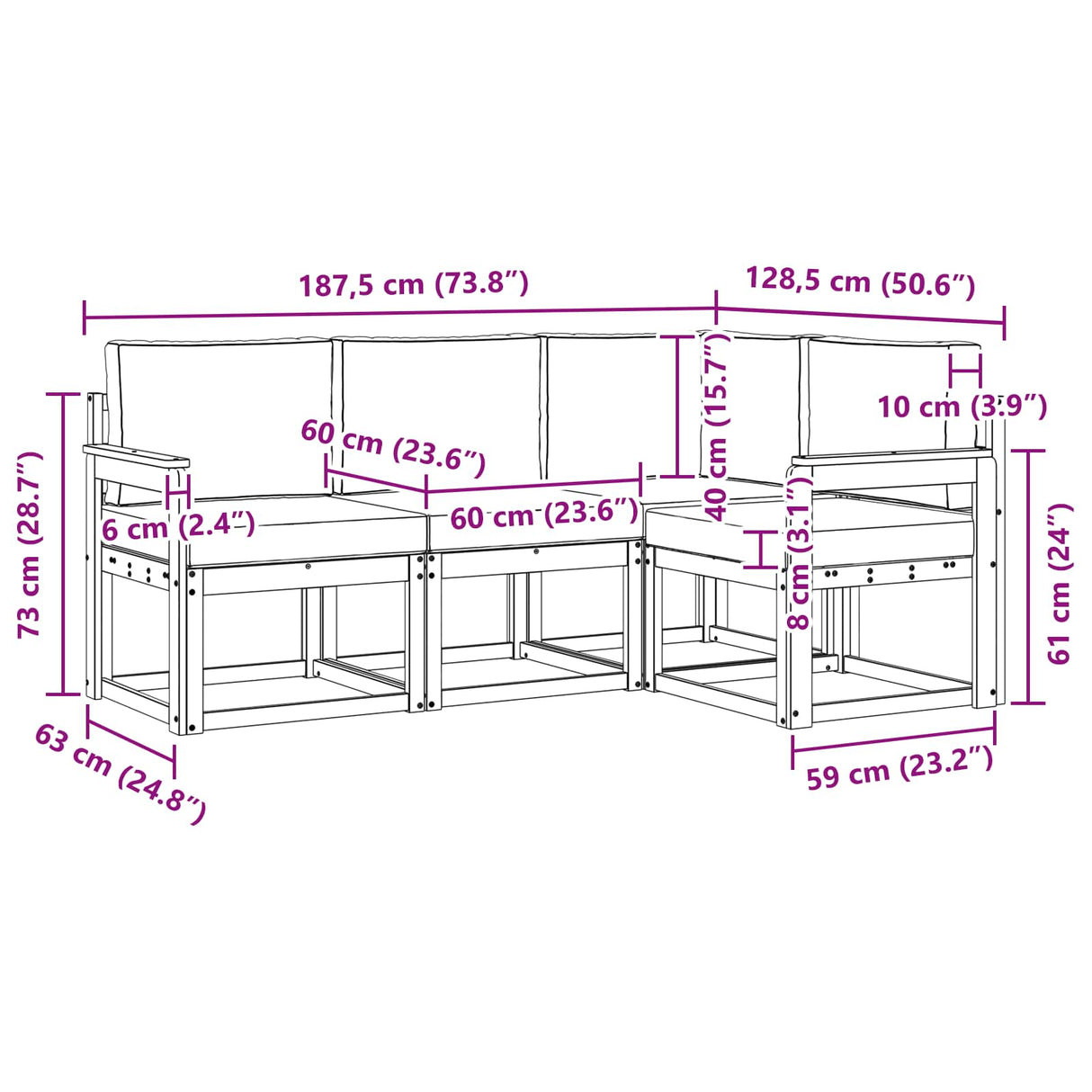 Outdoor Sofa Set with Cushion 4 pcs Natural and Anthracite