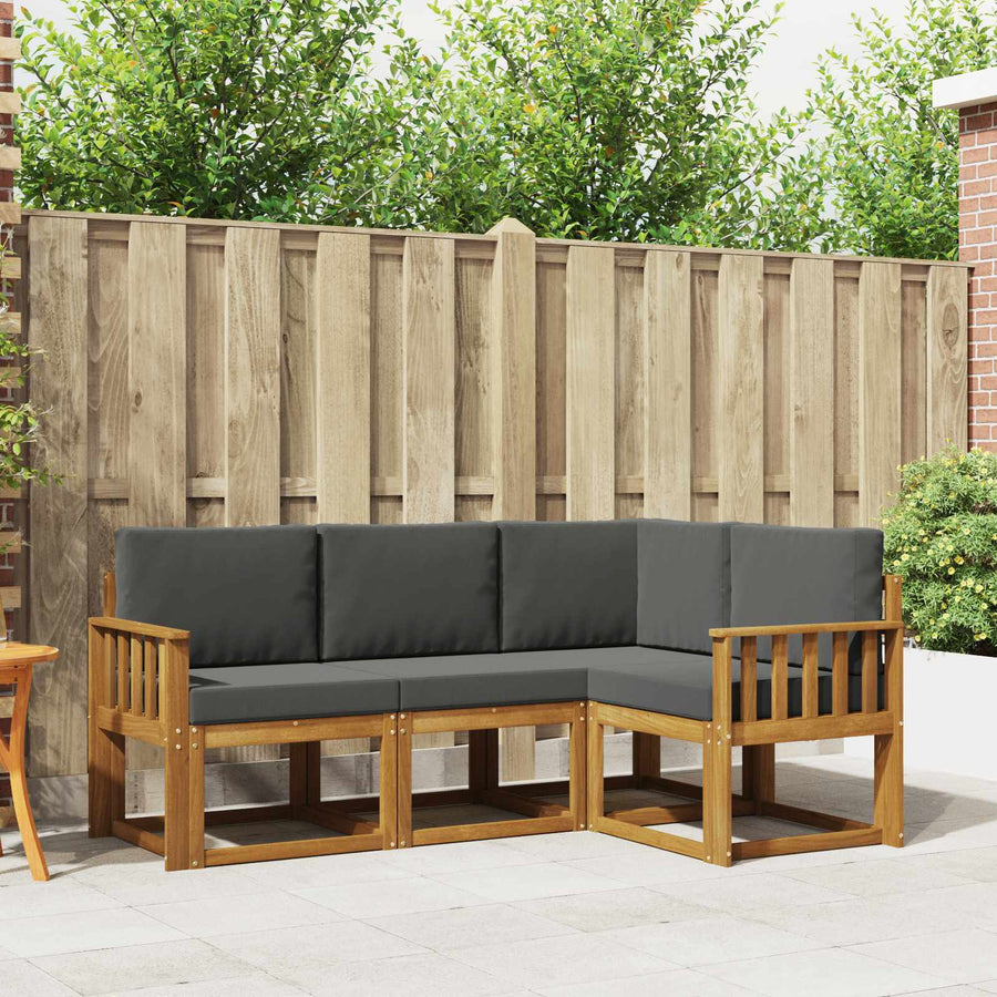 Outdoor Sofa Set 4 pcs Natural and Anthracite