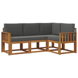 Outdoor Sofa Set with Cushion 4 pcs Natural and Anthracite - Front View