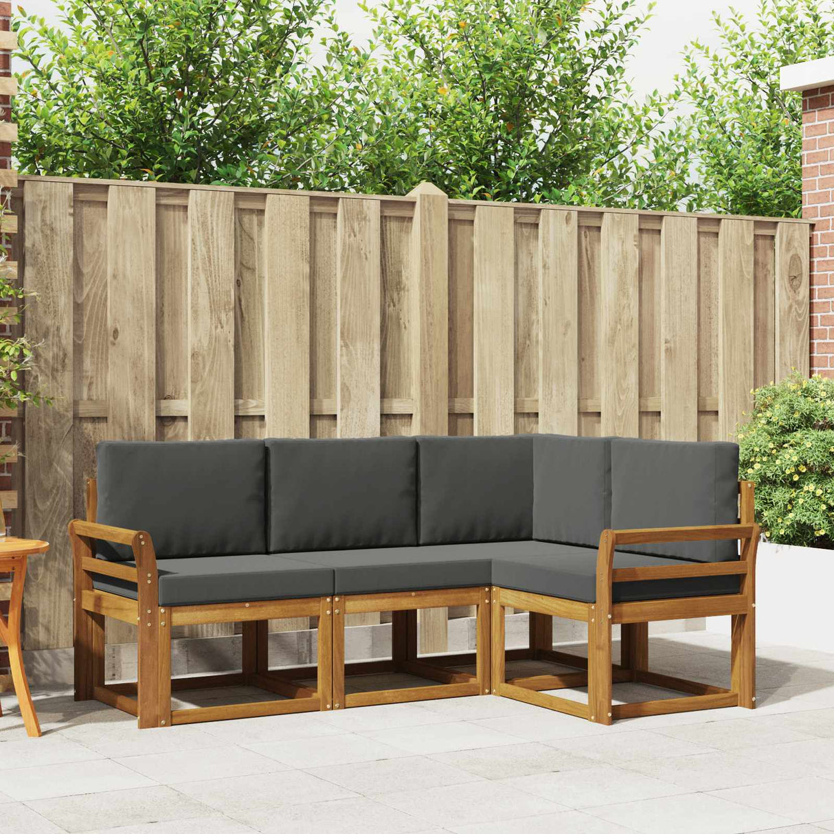 Outdoor Sofa Set with Cushion 4 pcs Natural and Anthracite