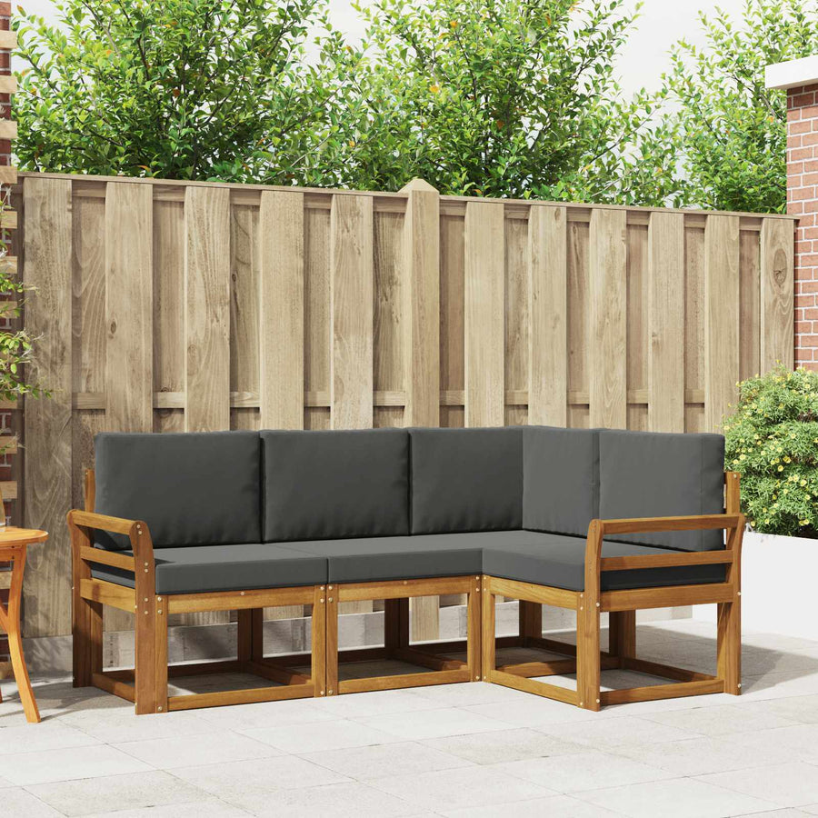 Outdoor Sofa Set 4 pcs Natural and Anthracite