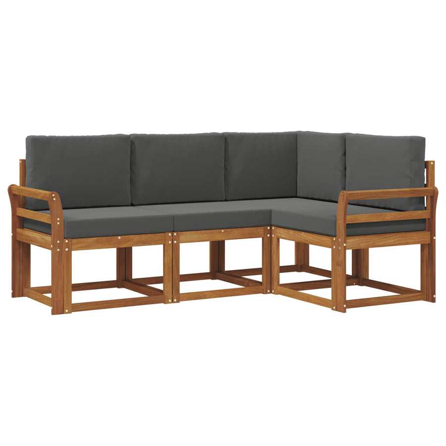 Outdoor Sofa Set 4 pcs Natural and Anthracite