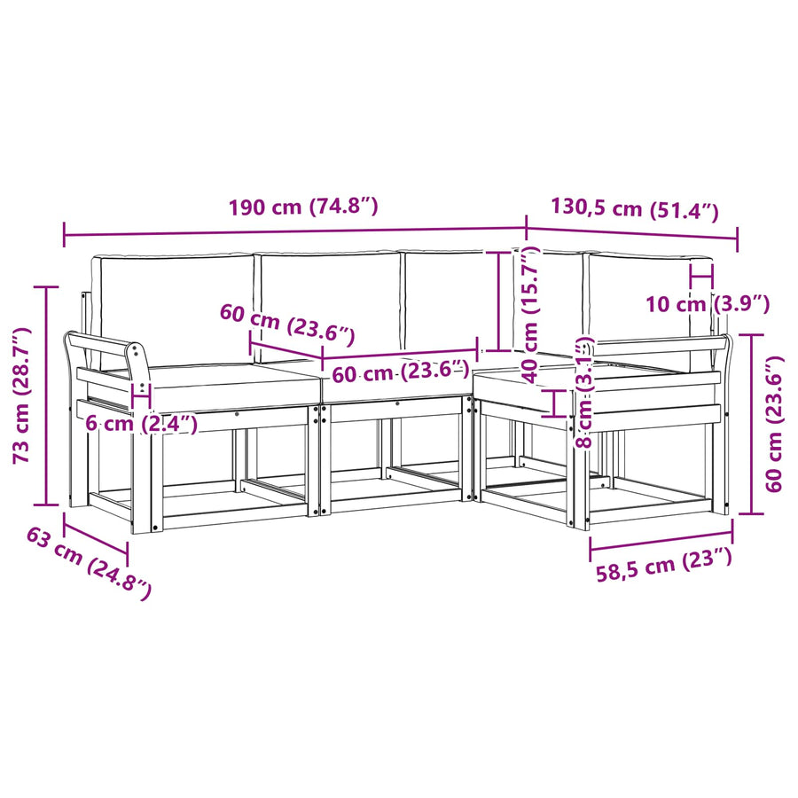 Outdoor Sofa Set 4 pcs Natural and Anthracite