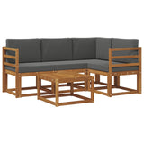 Outdoor Sofa Set 5 pcs Natural and Anthracite - Front View