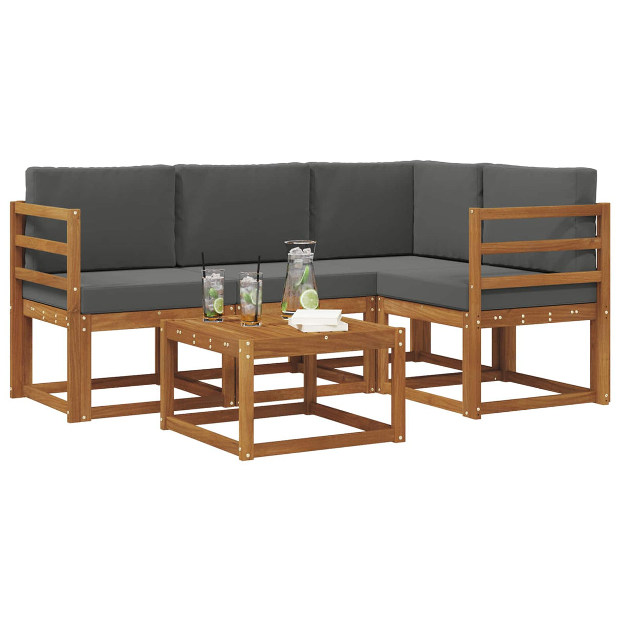 Outdoor Sofa Set 5 pcs Natural and Anthracite
