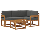 Outdoor Sofa Set 5 pcs Natural and Anthracite - Front View