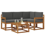 Outdoor Sofa Set 5 pcs Natural and Anthracite - Side View