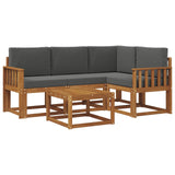 Outdoor Sofa Set 5 pcs Natural and Anthracite - Front View