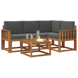 Outdoor Sofa Set 5 pcs Natural and Anthracite - Side View