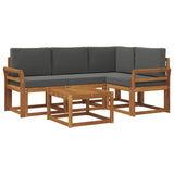 Outdoor Sofa Set 5 pcs Natural and Anthracite - Front View