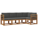Outdoor Sofa Set with Cushion 5 pcs Natural and Anthracite - Front View