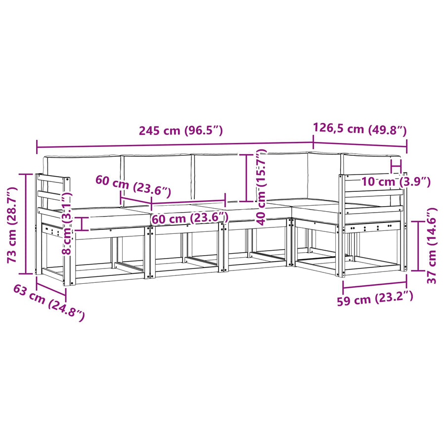 Outdoor Sofa Set 5 pcs 5-Seaters Natural and Anthracite