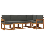 Outdoor Sofa Set with Cushion 5 pcs Natural and Anthracite - Front View