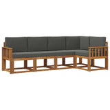 Outdoor Sofa Set with Cushion 5 pcs Natural and Anthracite - Front View