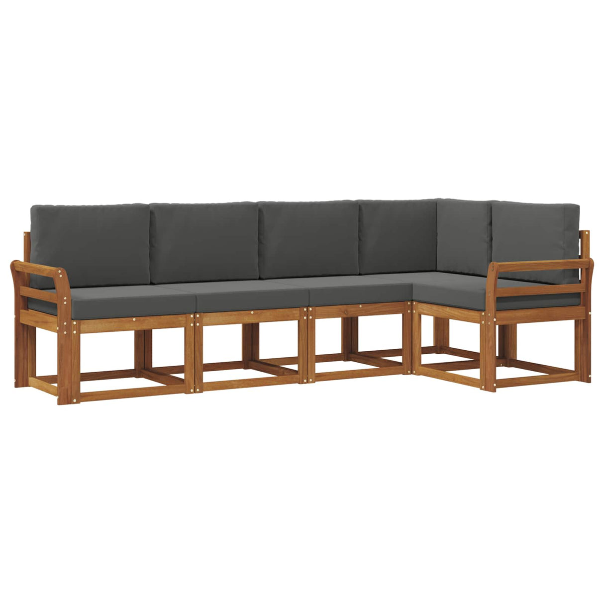 Outdoor Sofa Set with Cushion 5 pcs Natural and Anthracite