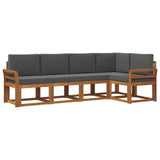 Outdoor Sofa Set with Cushion 5 pcs Natural and Anthracite - Front View